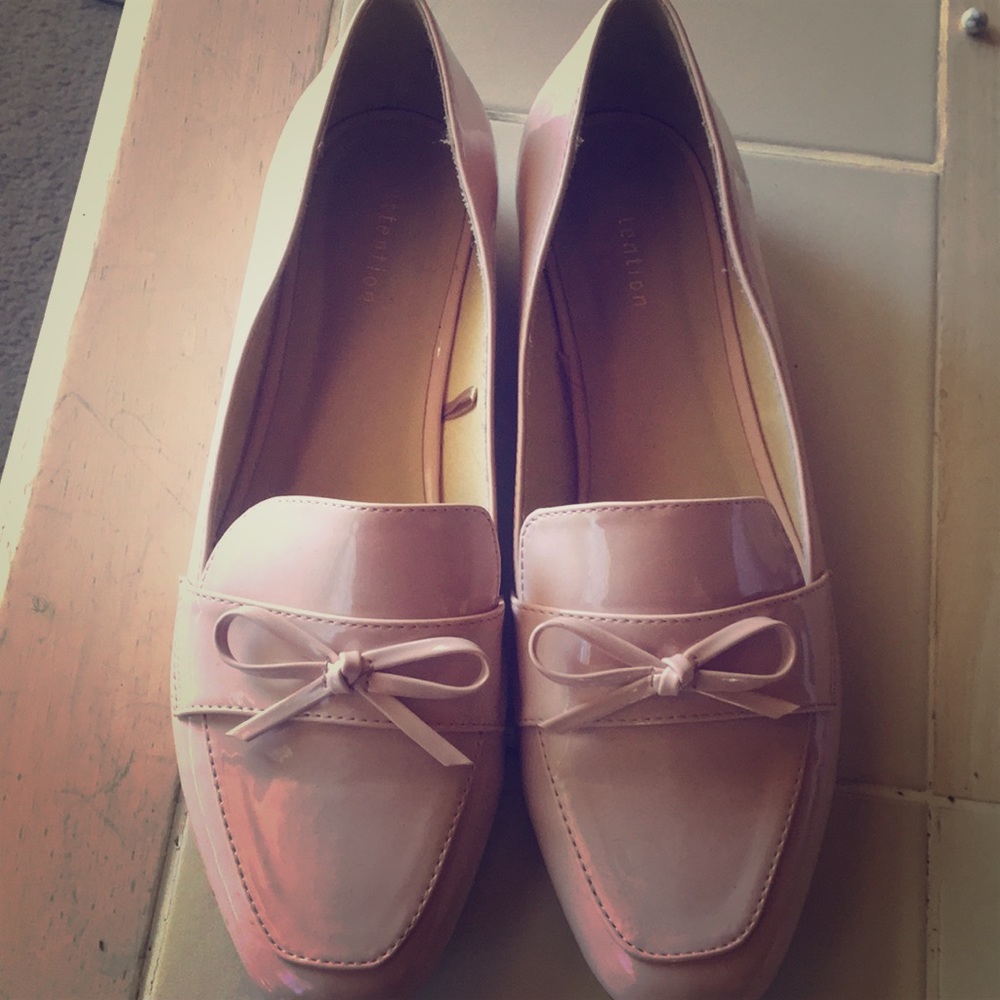 Attention pastel pink faux leather loafer / flats